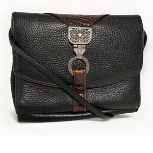 Brighton Nepal Org Blk/Brn Leather Purse/Wallet Bag $310. Beautiful